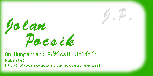 jolan pocsik business card